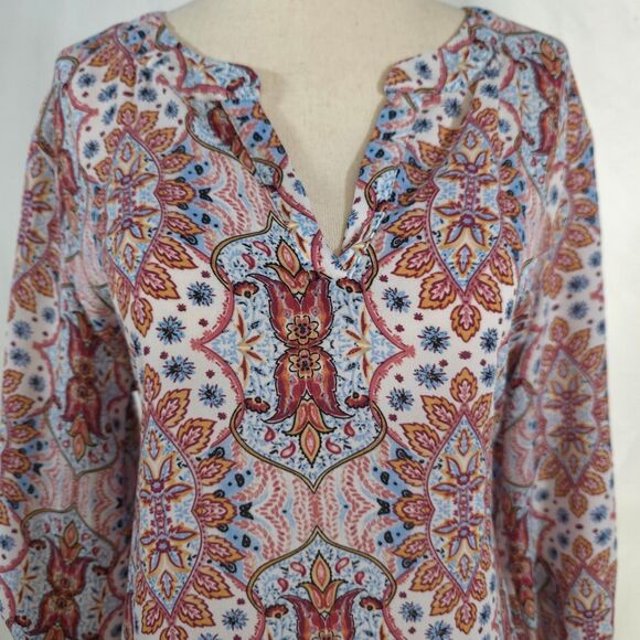Pink Republic Paisley Print 3/4 Sleeve Blouse Size Large - Picture 3 of 6